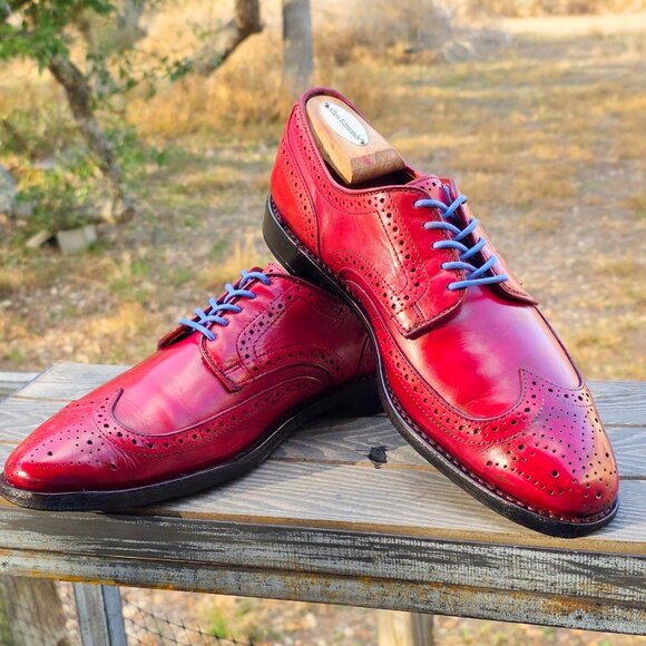 Allen Edmonds 9-D Red Madison Park Mens Leather Derby Wingtip Dress Shoes main image 2